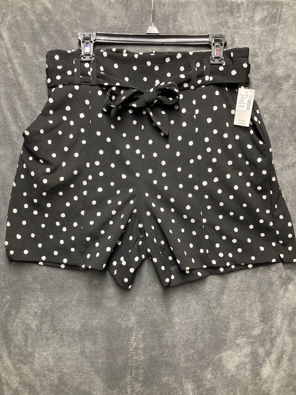NEW Maurices Versa High-Rise Paperbag Black White Polka Dot Shorts Coquette L